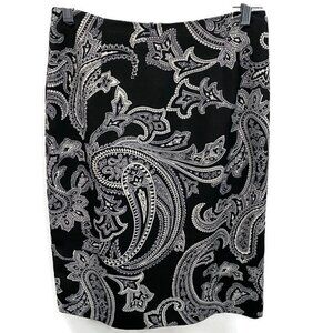 Da-Rue Black & White Paisley Pencil Skirt